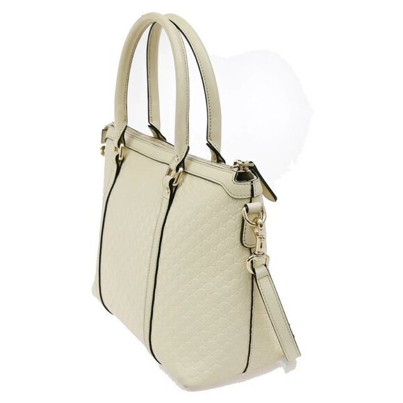GUCCI Micro GG Guccissima 2Way Shoulder Hand Bag Leather White Italy 23KB342 - Picture 4 of 16